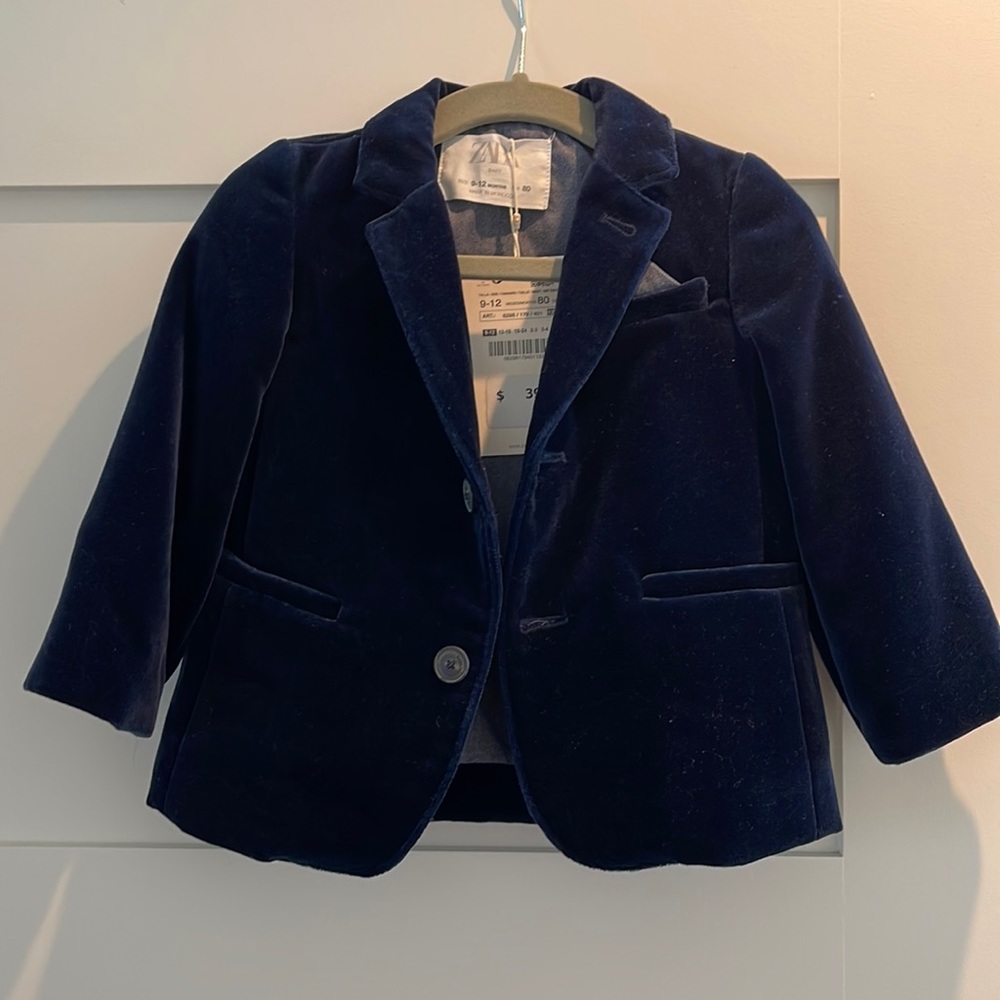 New with tags Zara blue suede kids blazer jacket